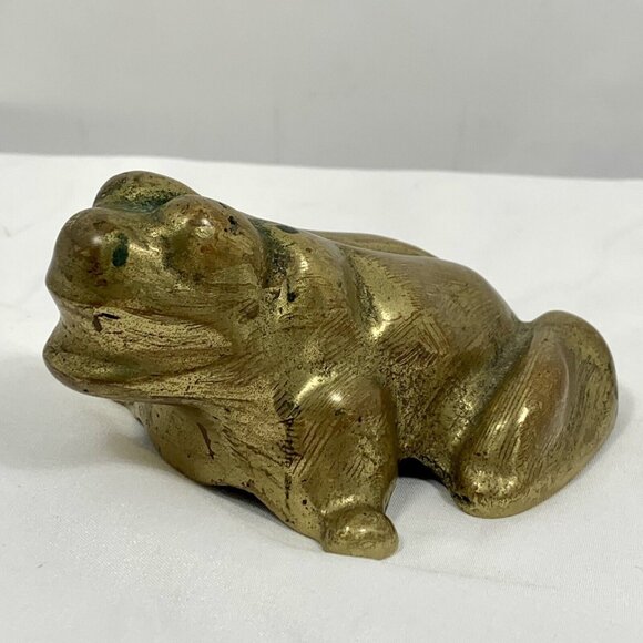 BRASS FROG Paperweight Heavy Decorative Figurine - Picture 1 of 11